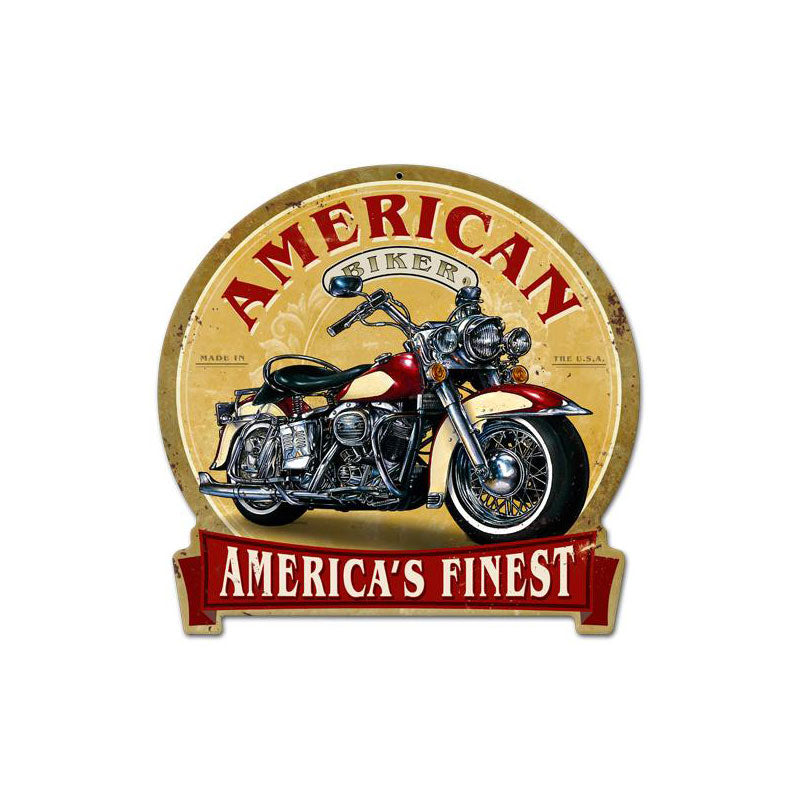 American Biker Vintage Sign, Other, Metal Sign, Wall Art, 16 X 15 Inches