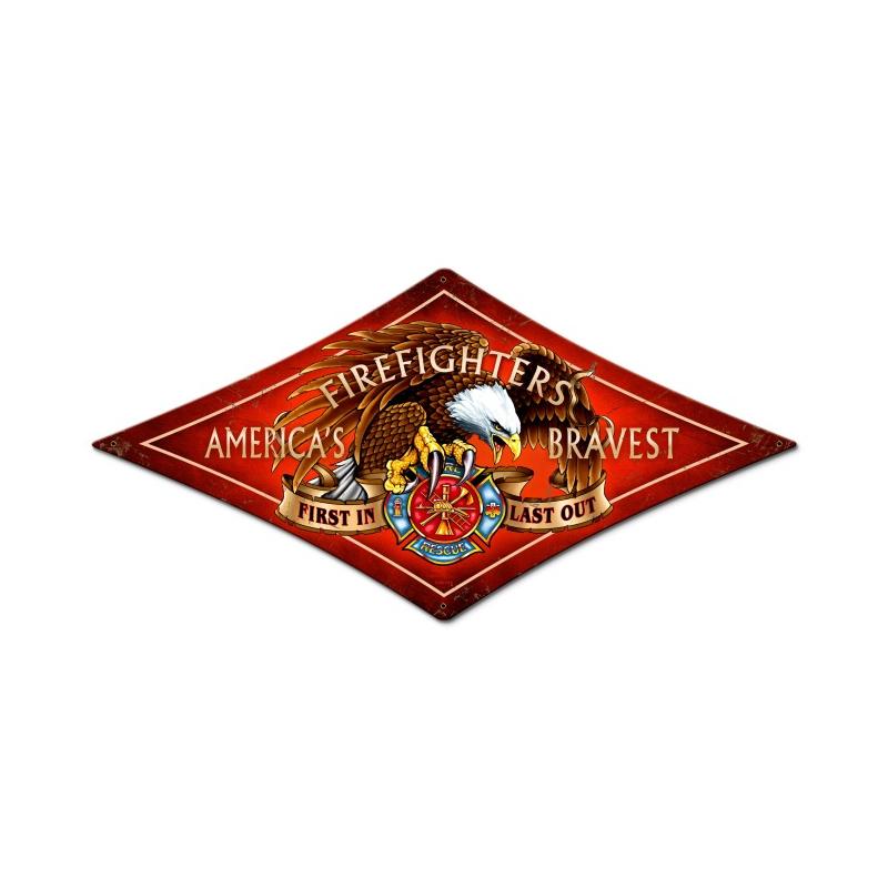 Fire Fighter Vintage Sign, Other, Metal Sign, Wall Art, 14 X 24 Inches