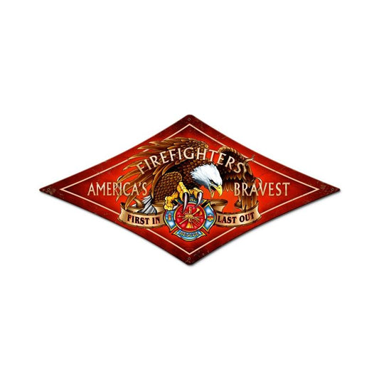 Fire Fighter Vintage Sign, Other, Metal Sign, Wall Art, 14 X 24 Inches