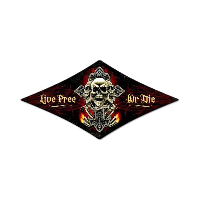 Live Free Skull Vintage Sign, Other, Metal Sign, Wall Art, 14 X 24 Inches