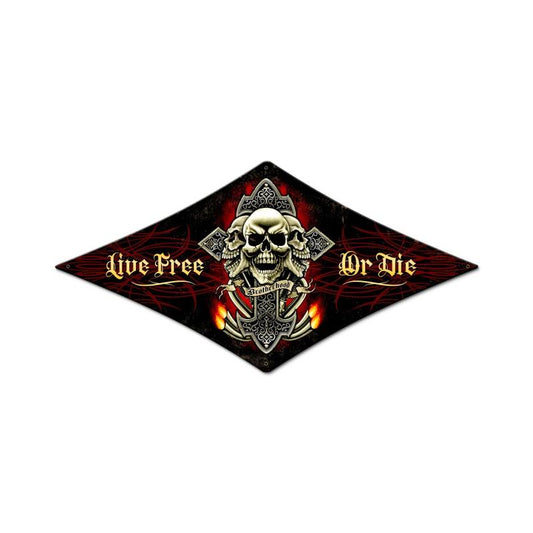 Live Free Skull Vintage Sign, Other, Metal Sign, Wall Art, 14 X 24 Inches