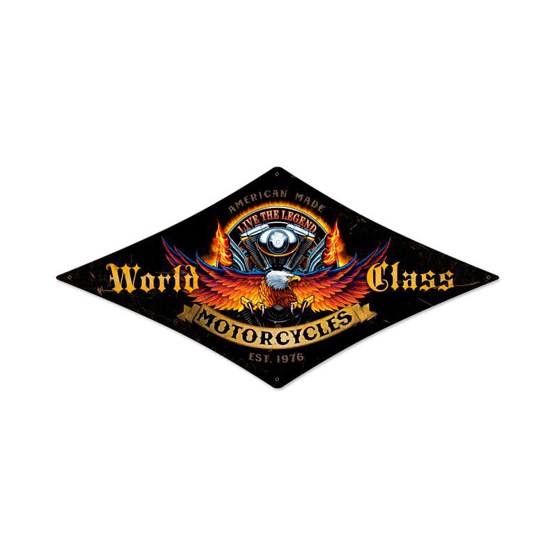 World Class Motorcycles Vintage Sign, Other, Metal Sign, Wall Art, 14 X 22 Inches