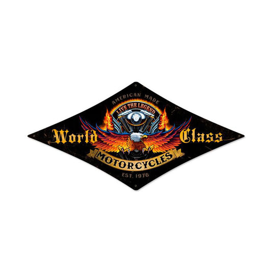 World Class Motorcycles Vintage Sign, Other, Metal Sign, Wall Art, 14 X 22 Inches