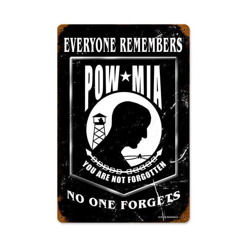 Pow Black Vintage Sign, Other, Metal Sign, Wall Art, 12 X 18 Inches