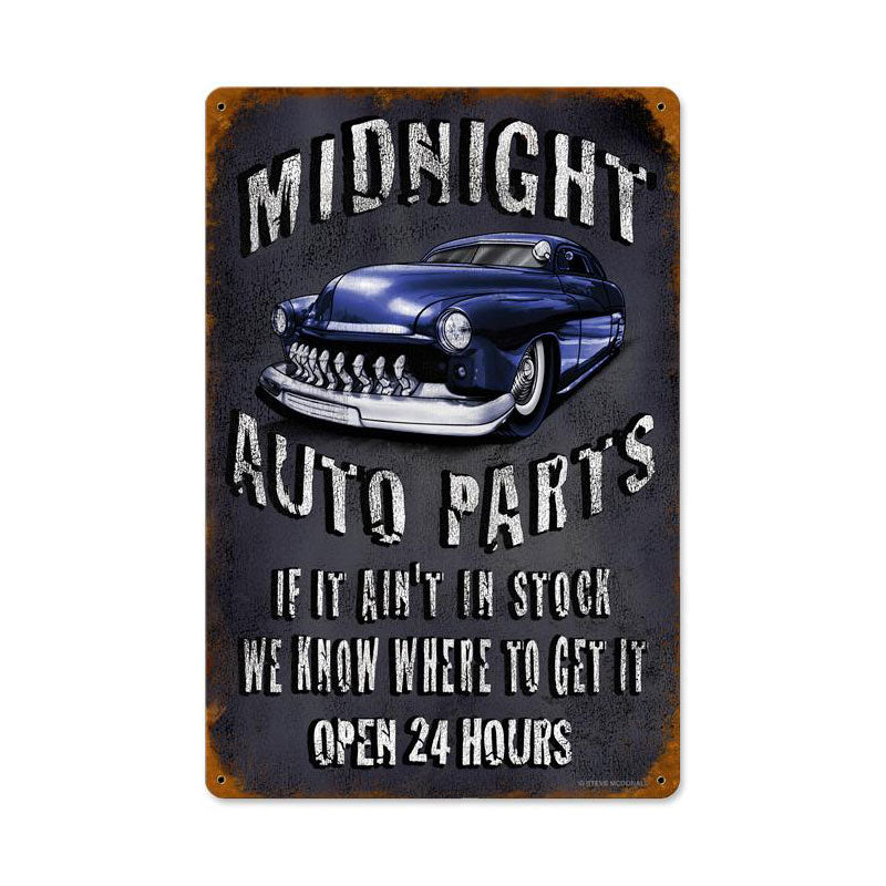 Midnite Auto Vintage Sign, Other, Metal Sign, Wall Art, 12 X 18 Inches