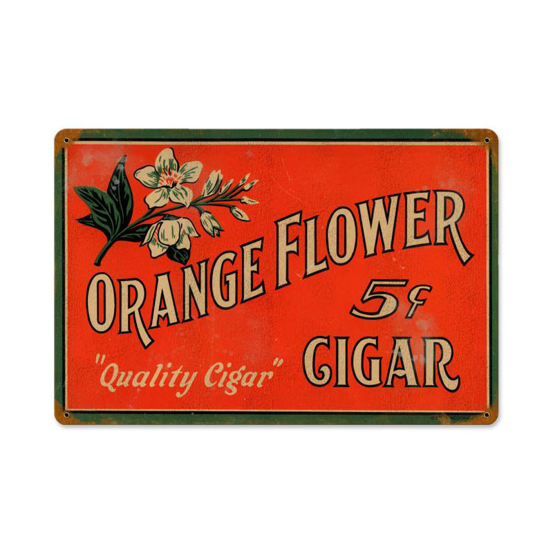Orange Cigar Vintage Sign, Other, Metal Sign, Wall Art, 12 X 18 Inches