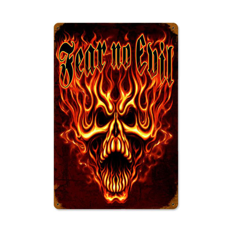 Fear No Evil Vintage Sign, Other, Metal Sign, Wall Art, 12 X 18 Inches