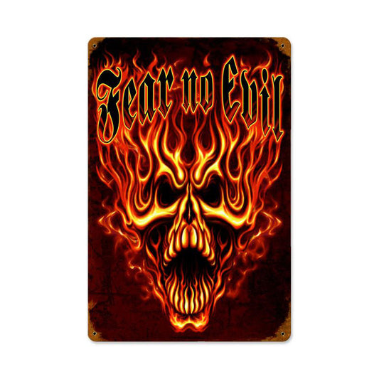 Fear No Evil Vintage Sign, Other, Metal Sign, Wall Art, 12 X 18 Inches