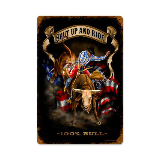 Shut Up And Ride Vintage Sign, Other, Metal Sign, Wall Art, 12 X 18 Inches