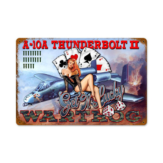Warthog Vintage Sign, Aviation, Metal Sign, Wall Art, 12 X 18 Inches