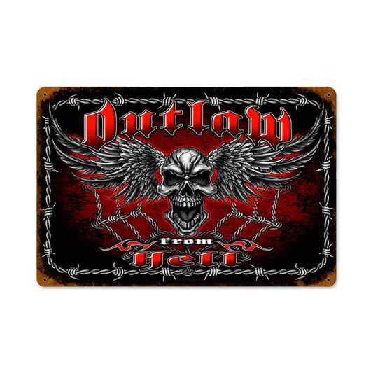 Outlaw From Hell Vintage Sign, Other, Metal Sign, Wall Art, 12 X 18 Inches