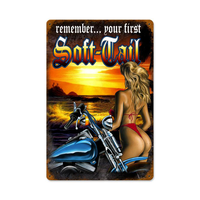 Softail Vintage Sign, Other, Metal Sign, Wall Art, 12 X 18 Inches
