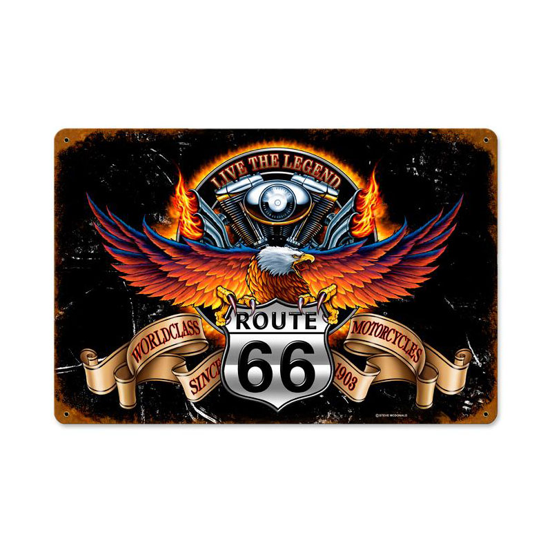 Route 66 Eagle Vintage Sign, Street Signs, Metal Sign, Wall Art, 12 X 18 Inches