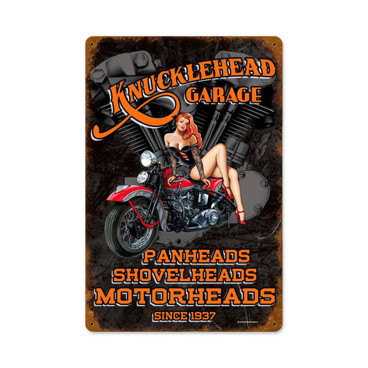 Knuckle Garage Vintage Sign, Other, Metal Sign, Wall Art, 12 X 18 Inches