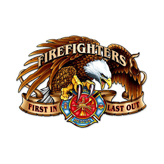 Firefighter Eagle Vintage Sign, Other, Metal Sign, Wall Art, 22 X 16 Inches