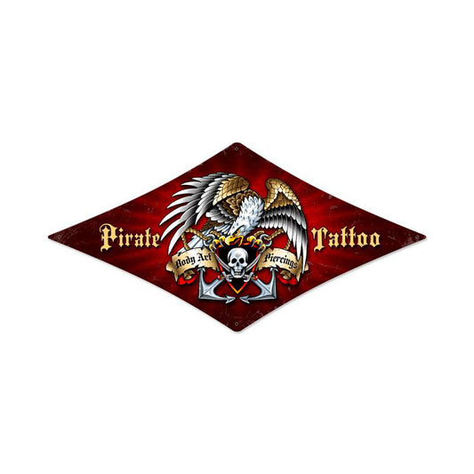 Pirate Tattoo Vintage Sign, Other, Metal Sign, Wall Art, 14 X 22 Inches