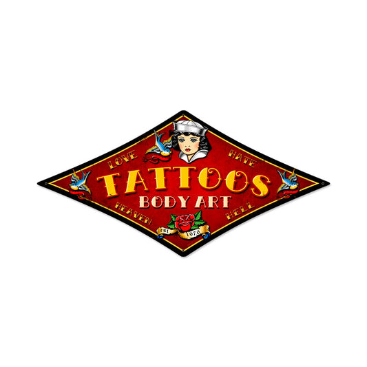Sailor Tattoos Vintage Sign, Other, Metal Sign, Wall Art, 22 X 14 Inches