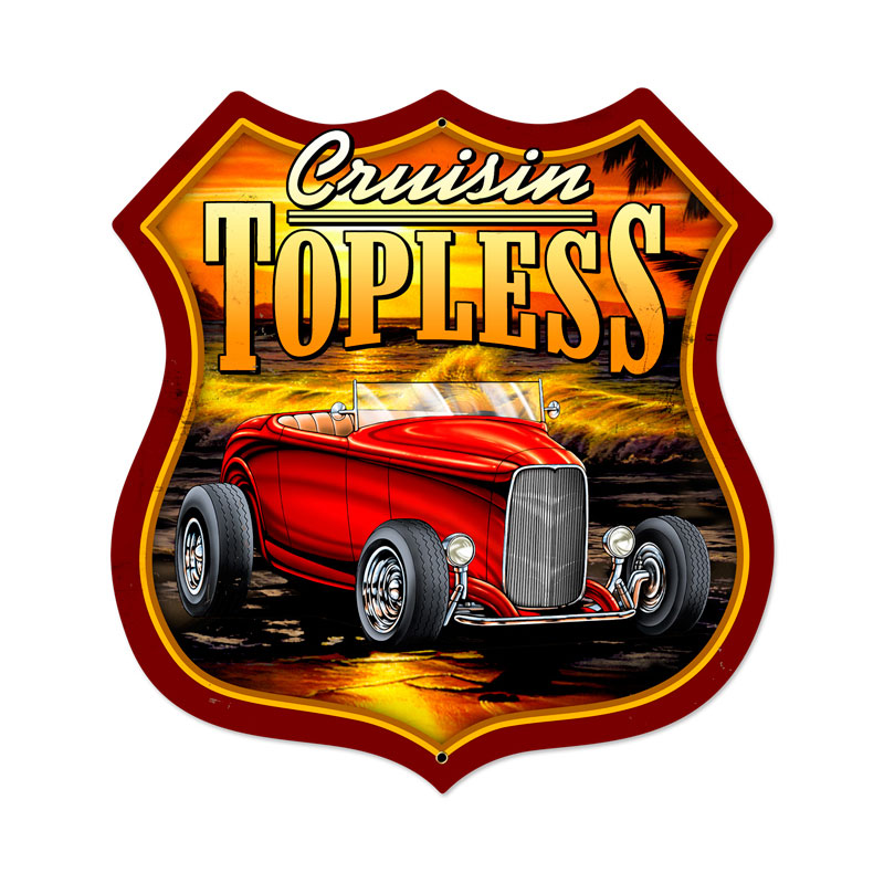 Cruisin Topless Vintage Sign, Other, Metal Sign, Wall Art, 28 X 28 Inches