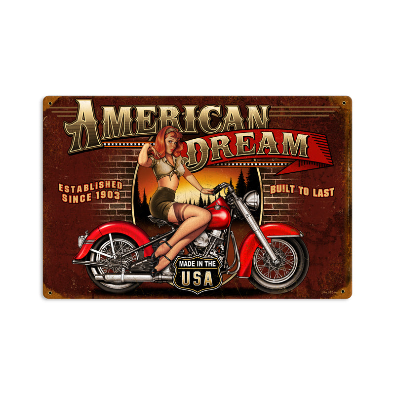 American Dream Vintage Sign, Other, Metal Signs, Wall Art, 18 X 12 Inches