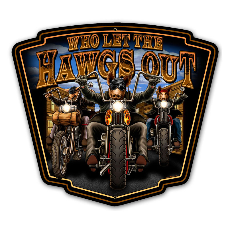 Hawgs Out Vintage Sign, Other, Metal Sign, Wall Art, 15 X 15 Inches