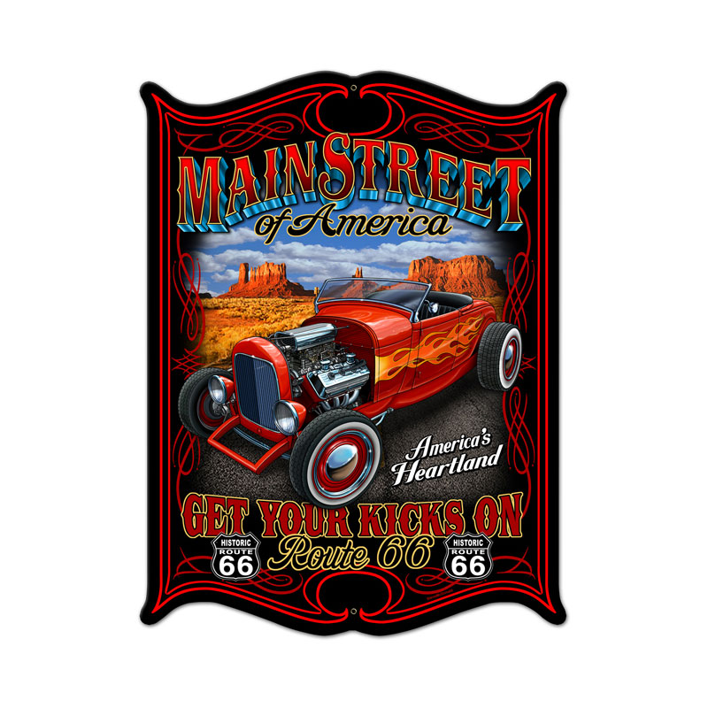 Main Street Vintage Sign, Automotive, Metal Sign, Wall Art, 14 X 19 Inches