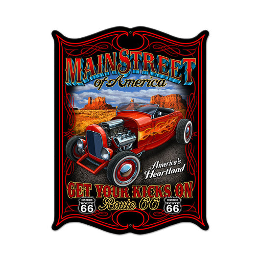 Main Street Vintage Sign, Automotive, Metal Sign, Wall Art, 14 X 19 Inches