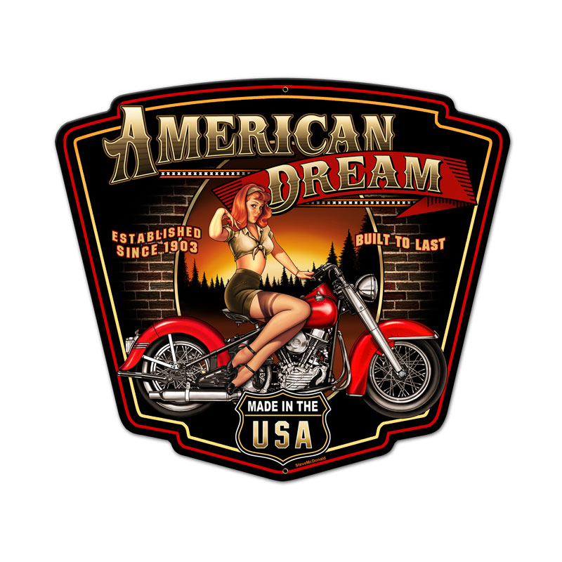 American Dream Vintage Sign, Other, Metal Sign, Wall Art, 14 X 19 Inches