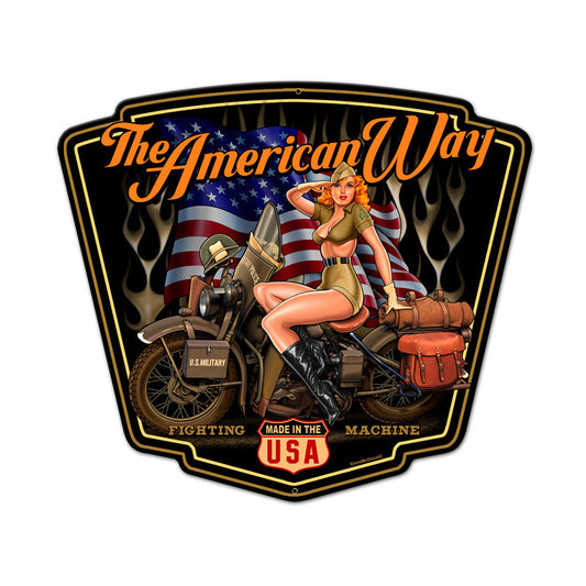 American Way Vintage Sign, Other, Metal Sign, Wall Art, 14 X 19 Inches