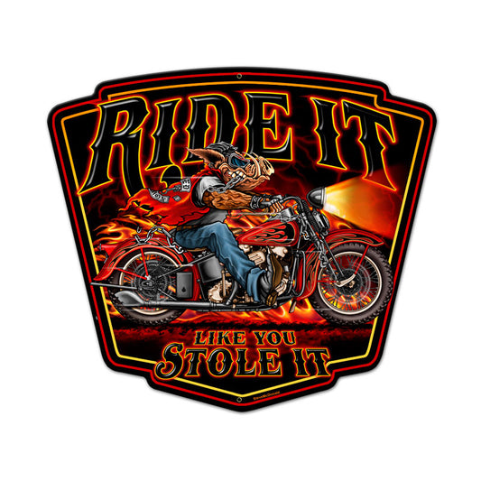 Ride It Vintage Sign, Other, Metal Sign, Wall Art, 14 X 19 Inches