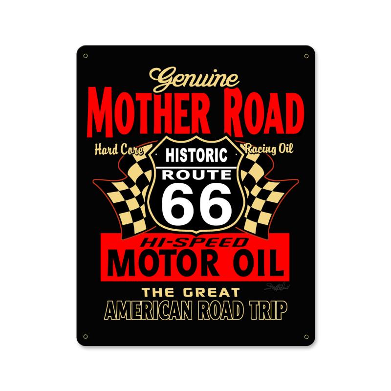 Mother Road Motor Oil Vintage Sign, Automotive, Metal Sign, Wall Art, 12 X 15 Inches