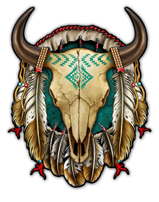 SKULL SHIELD X, Other, Metal Sign, Wall Art, 14 X 17 Inches