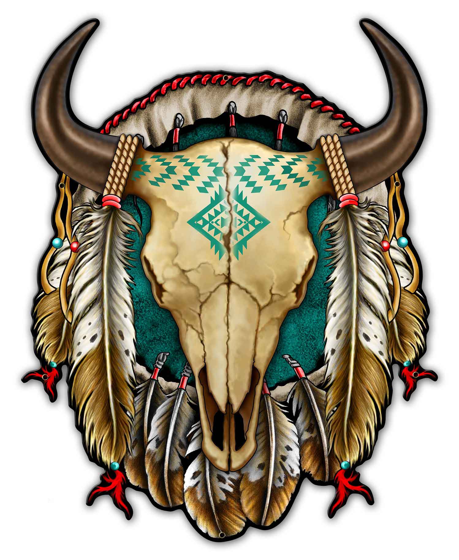SKULL SHIELD X, Other, Metal Sign, Wall Art, 30 X 36 Inches