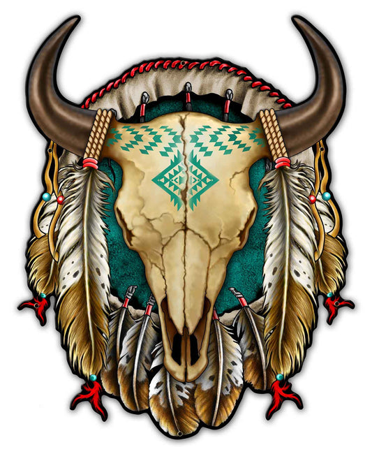 SKULL SHIELD X, Other, Metal Sign, Wall Art, 30 X 36 Inches