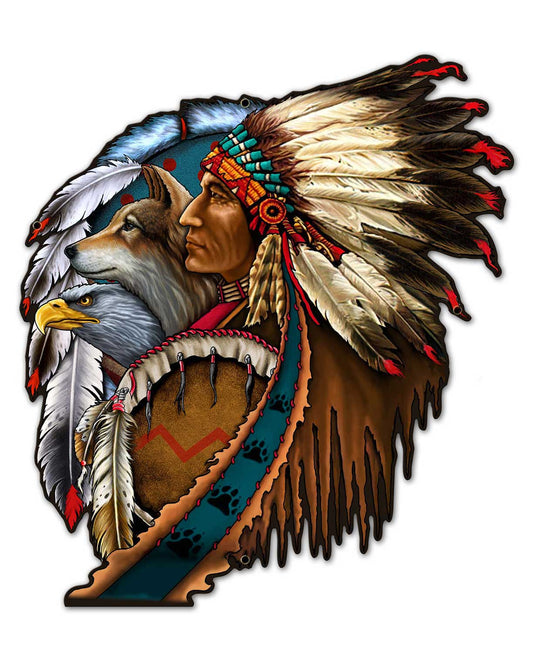 SHIELD INDIAN 5, Other, Metal Sign, Wall Art, 24 X 27 Inches