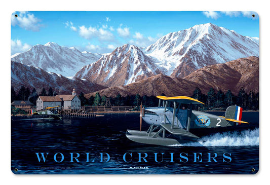 World Cruisers Vintage Sign, Aviation, Metal Sign, Wall Art, 18 X 12 Inches