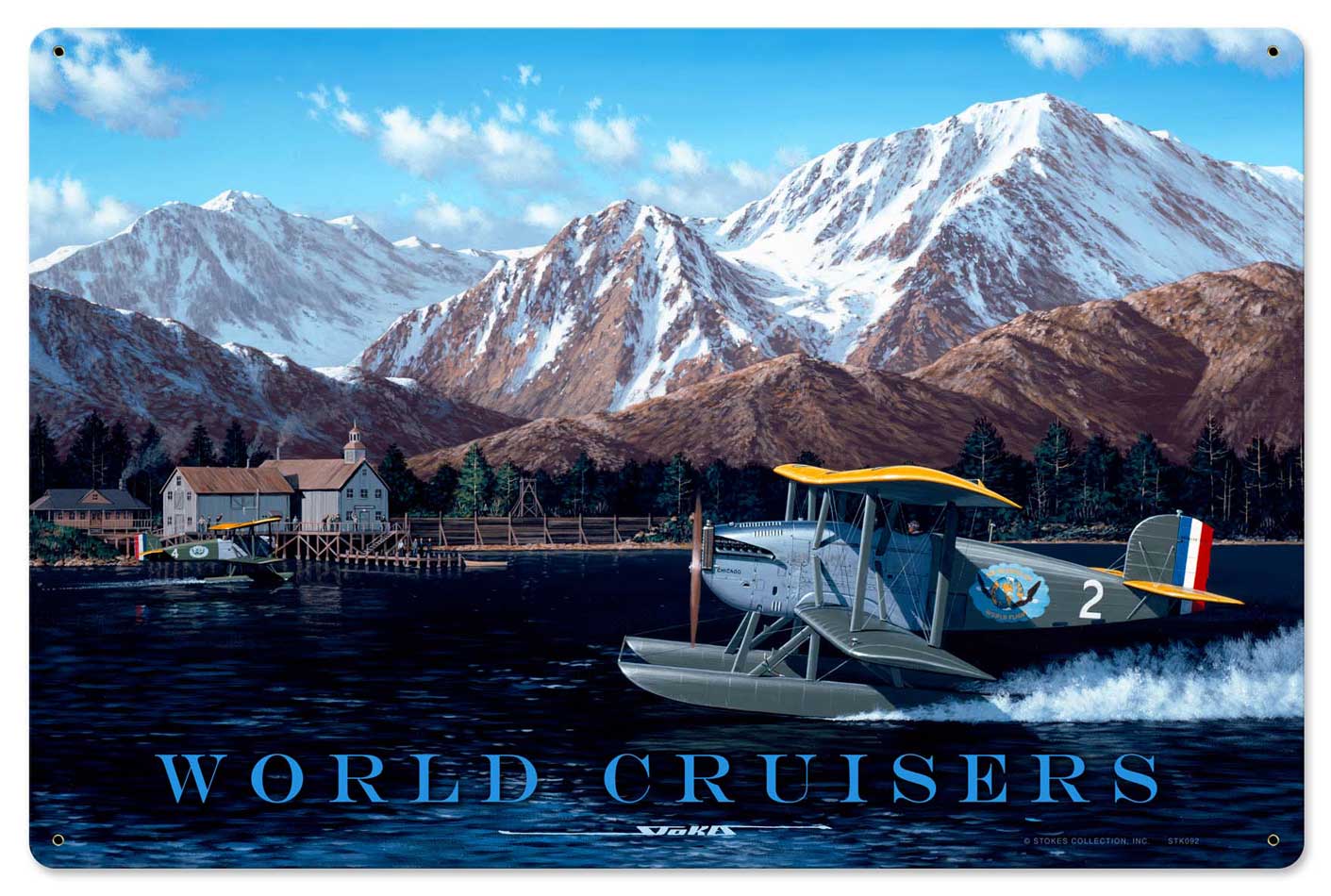 World Cruisers Vintage Sign, Aviation, Metal Sign, Wall Art, 24 X 16 Inches