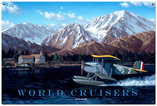 World Cruisers XL Vintage Sign, Aviation, Metal Sign, Wall Art, 36 X 24 Inches