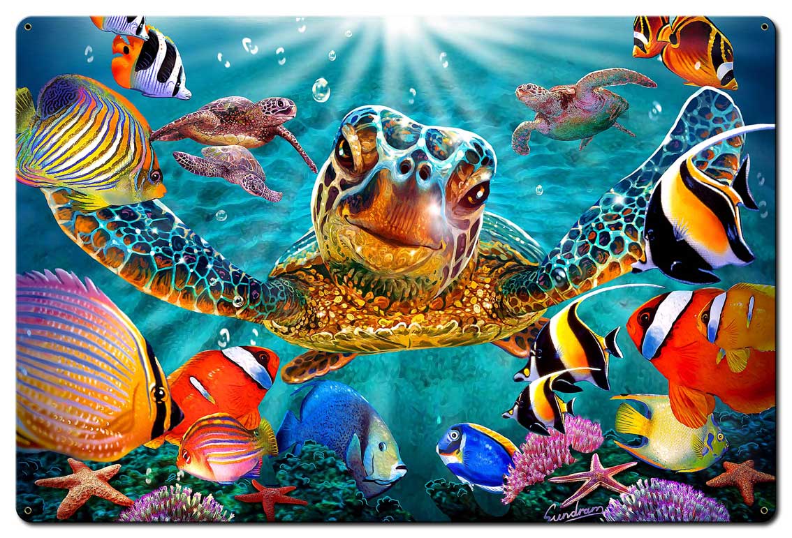 Tiny Bubbles, Ocean and Beach, Metal Sign, Wall Art, 36 X 24 Inches