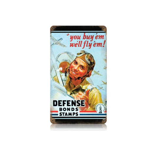 Defense Bond Stamps Vintage Sign, Military, Metal Sign, Wall Art, 8 X 14 Inches