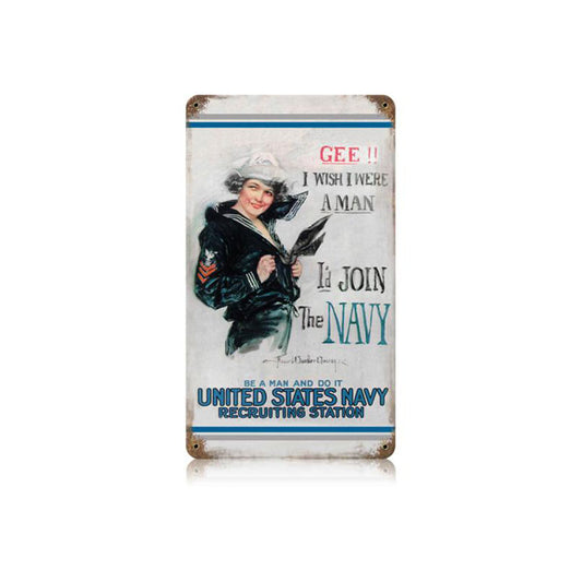 Gee Navy Vintage Sign, Military, Metal Sign, Wall Art, 8 X 14 Inches