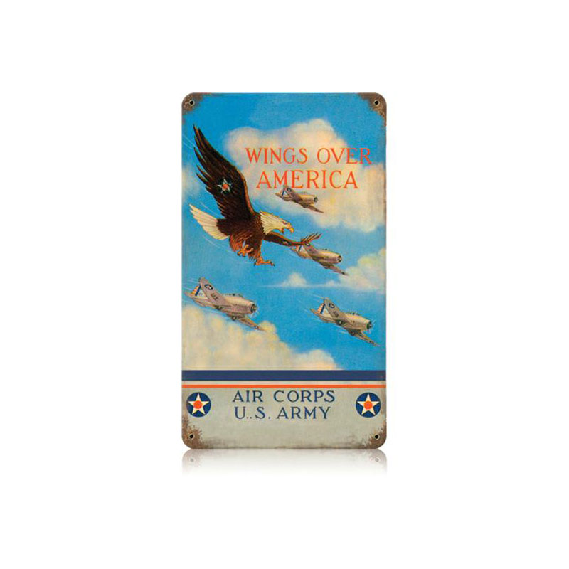 Wings Over America Vintage Sign, Military, Metal Sign, Wall Art, 8 X 14 Inches