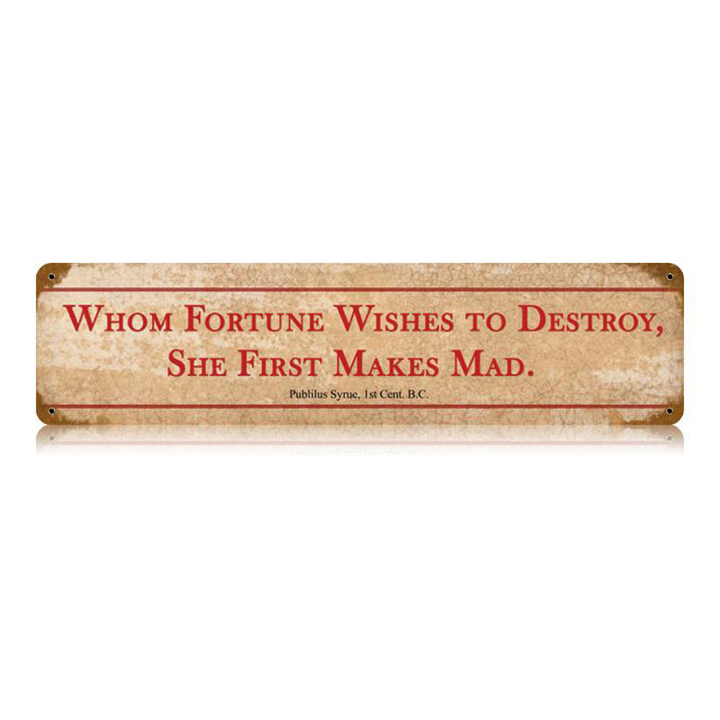 Whom Fortune Vintage Sign, Oil & Petro, Metal Sign, Wall Art, 20 X 5 Inches