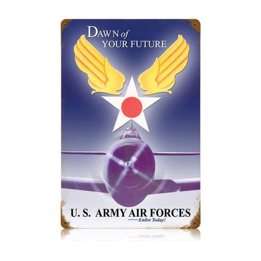 Dawn Of Your Future Vintage Sign, Military, Metal Sign, Wall Art, 12 X 18 Inches