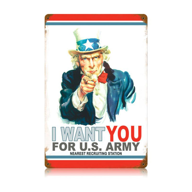 Uncle Sam Vintage Sign, Patriotic, Metal Sign, Wall Art, 12 X 18 Inches