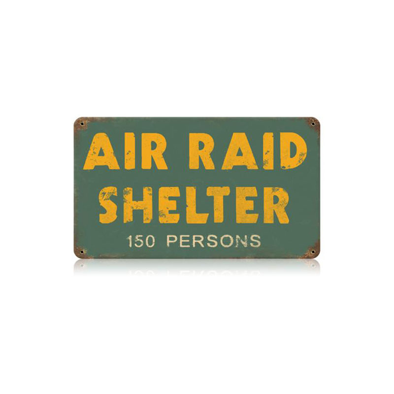 Air Raid Shelter Vintage Sign, Military, Metal Sign, Wall Art, 14 X 8 Inches