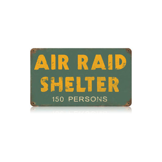 Air Raid Shelter Vintage Sign, Military, Metal Sign, Wall Art, 14 X 8 Inches