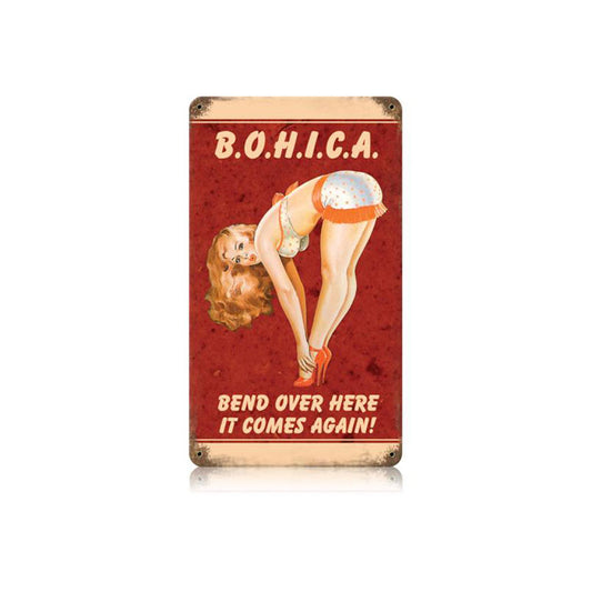 Bohica Vintage Sign, Pinup Girls, Metal Sign, Wall Art, 8 X 14 Inches