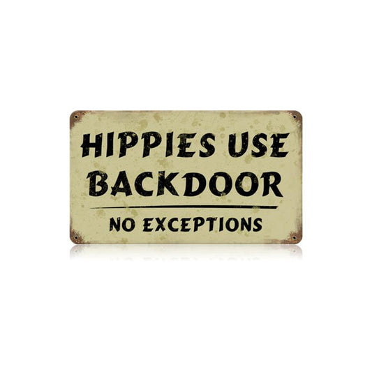 Hippies Vintage Sign, Man Cave, Metal Sign, Wall Art, 14 X 8 Inches