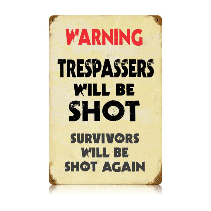 Trespassers Vintage Sign, Oil & Petro, Metal Sign, Wall Art, 12 X 18 Inches
