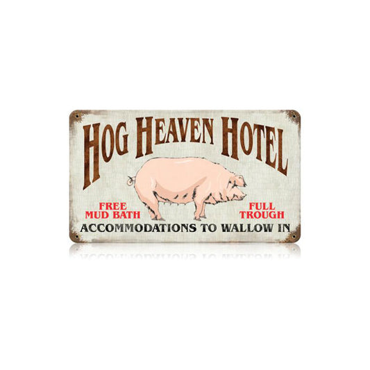 Hog Heaven Vintage Sign, Home & Garden, Metal Sign, Wall Art, 14 X 8 Inches